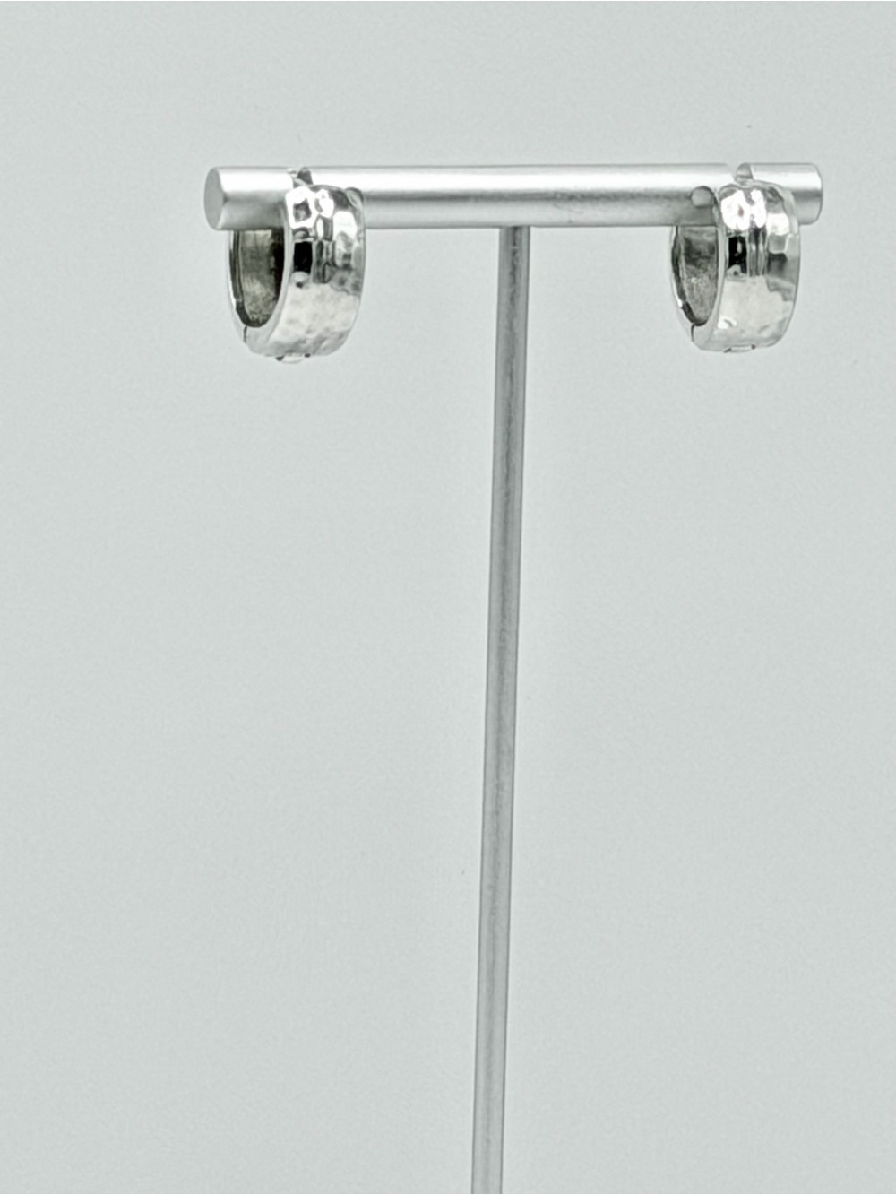 Silpada Hammered Sterling Silver Huggies - Hinged Hidden Clasp Hoop Earrings - Picture 5 of 13